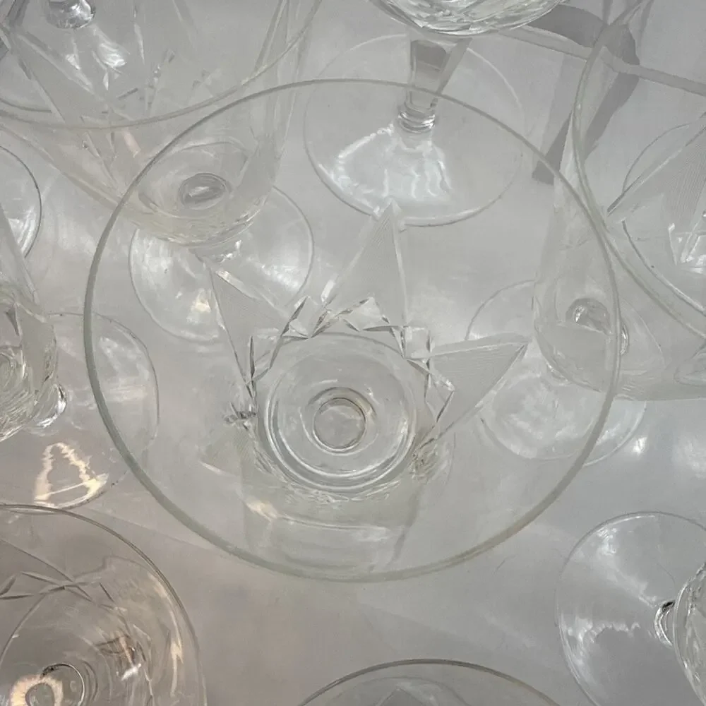 40 Pieces Art Deco Cocktail Glasses Vintage Etched Empire or Star Burst Pattern
